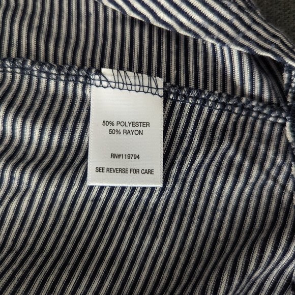 One World blue and white blouse with removable collar/scarf - Picture 9 of 9